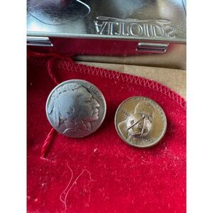 Vintage Buffalo Nickel Stud Earring & 1962 Masonic Counterstamped Penny Token